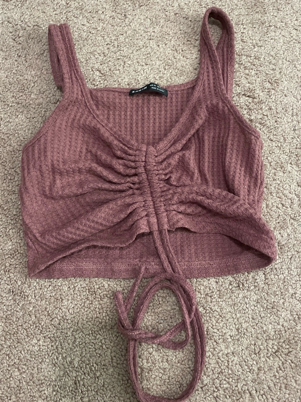 Self Esteem Dusty Rose Ribbed Ruched Crop Tank